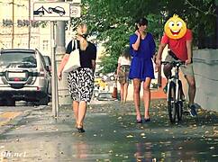 😲 hidden cam sees jeny stripped naked on street in heels!!