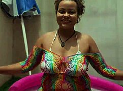 bbw latina does yoga barefoot in pool then farts hugely