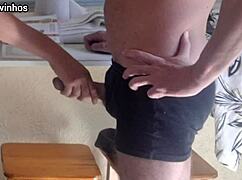 hotel maid catches me with rock hard cock flashing cum