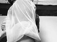 Skinny Black Boss Watches Hairy Pussy Masturbation In Bedroom