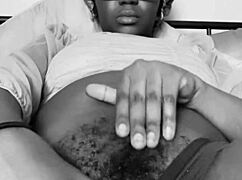 Skinny Black Boss Watches Hairy Pussy Masturbation In Bedroom