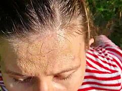 Furtive Forest Temptation with Skinny Tanned Cutie