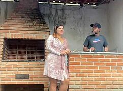 a patroa lures pedreiro to toilet for sneaky vagina fuck alone