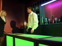 blonde milf cougar in lingerie fishnets heels stockings