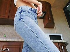 skinny milf fists her hairy gaping asshole and wet pussy close up