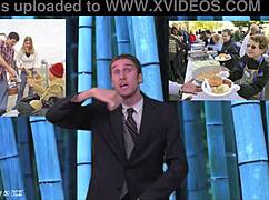 Naked Weather Girl Strips Teasing Public Outdoor Ripped Clothes