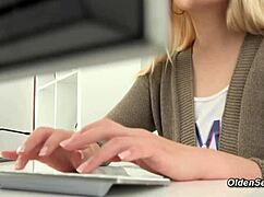 Horny Old Man Fucks Blonde Teen 18+ Doggy In Office