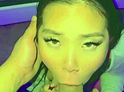 backroom slutty asian gags on huge cock then missionary pounded pov sloppy