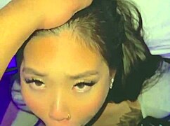 backroom slutty asian gags on huge cock then missionary pounded pov sloppy