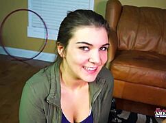 Brunette Vicky and blonde Jennifer double blowjob cumshot facial jizz swallow