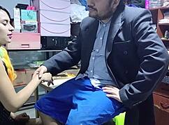 Boss pounds secretary's wet pussy doggystyle for job security blowjob