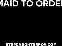 tiny blonde chanel camryn in maid outfit seduces stepdad with petite tits skinny body pov anal big cock