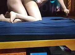 Hermosa otaku teen slut spreads ass on bed for cute homemade blowjob and fuck after con