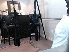 Maxine X slaps wet pussy and big tits in solo dildo masturbation show