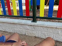 i flash dick at park girl she jerks cum on tits risky!!