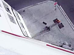 Skinny young amateur blows cock rims outdoors then missionary pussy fuck public