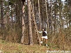 kate black's big pussy throbs aching in outdoor nature rub