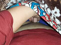 Stepsister Massages Legs While I Secretly Jerk Off Under Blanket Homemade Lesbian Foot Fetish