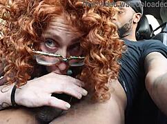 White Chick Gags on Monster Black Cock Deepthroat in Car Front Seat