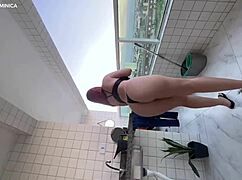 he hires busty brazilian maid in panties teasing her giant latina ass pov style