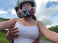 Huge Titted Latina Stepmom Picks Up Horny Step-Son After University for Outdoor Taboo Fuck in Public