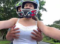 Huge Titted Latina Stepmom Picks Up Horny Step-Son After University for Outdoor Taboo Fuck in Public