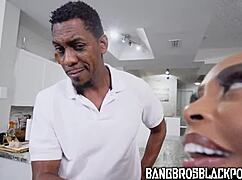 Black milf pussy banged hard post-massage by massive cock