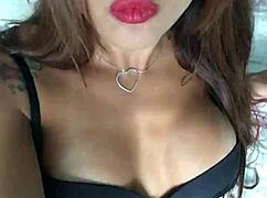 Izabela Surfistinha Shemale Strokes Her Big Cock in Lingerie