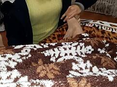 Stepsister Massages Legs While I Secretly Jerk Off Under Blanket Homemade Lesbian Foot Fetish