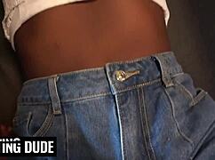 ebony tinder babe drops to knees on first date, slurps big black cock deep before rough doggystyle pounding.