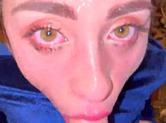 cute slave gags on rough double deepthroat facefuck throatpie