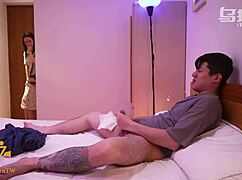 asian milf teacher caught me stroking my cock now she rides it hard