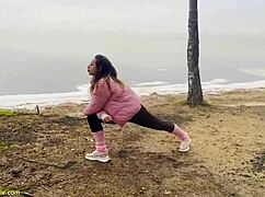 WATCH THIS FLEXIBLE NYMPHO GET BANGED HARD IN PUBLIC FOREST BY GROUP!