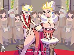 check out this cartoon king with tiny dick and huge tits ruling the scene
