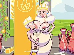 check out this cartoon king with tiny dick and huge tits ruling the scene