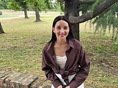 met sexy brunette park girl, bent her over for rough doggy pov quickie slut fuck