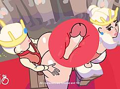 check out this cartoon king with tiny dick and huge tits ruling the scene