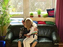 this 18 year old blonde teen babe loves petite cock sucking play