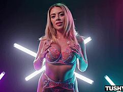 fit blonde milf stretches tight ass for deep pounding and cum