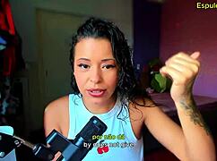 holding back cum from latina mature espuleta maia in lingerie dirty talk foot play