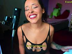 holding back cum from latina mature espuleta maia in lingerie dirty talk foot play