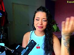 holding back cum from latina mature espuleta maia in lingerie dirty talk foot play