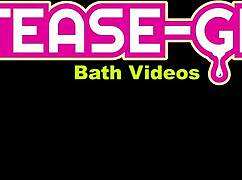 hey watch this sexy teen brunette soak in the bath flaunting her perfect body during interview