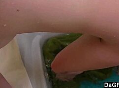 blonde plays pussy in bath then sucks bfs hard cock deepthroat