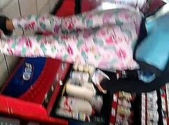 Damn! This Mexican big ass babe shakes it in the store!