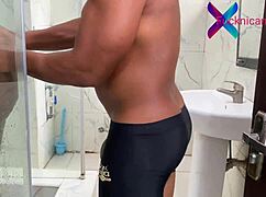 i know stepdad peeks at my shower so i let him fuck and squirt on red sheer 😍💦