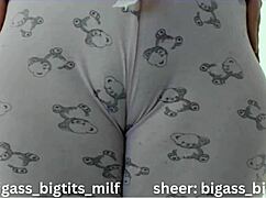 pajama camel toe teases plump pussy lips and curves