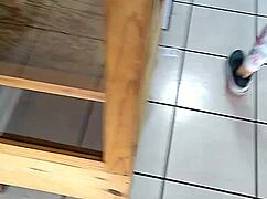 Damn! This Mexican big ass babe shakes it in the store!