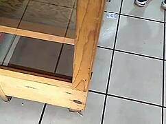 Damn! This Mexican big ass babe shakes it in the store!