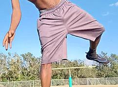 Wanna see my sexy roommate's athletic dorm workout turn into daddy fuck?